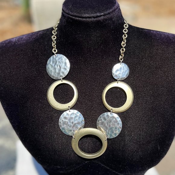 Chico's Jewelry Chicos Necklace Chunky Boho Hinged Circle Hammered